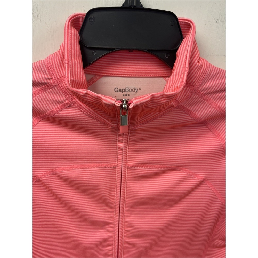GapBody Pink Striped Full-Zip Jacket Womens S Polyester/Spandex - Picture 2 of 11